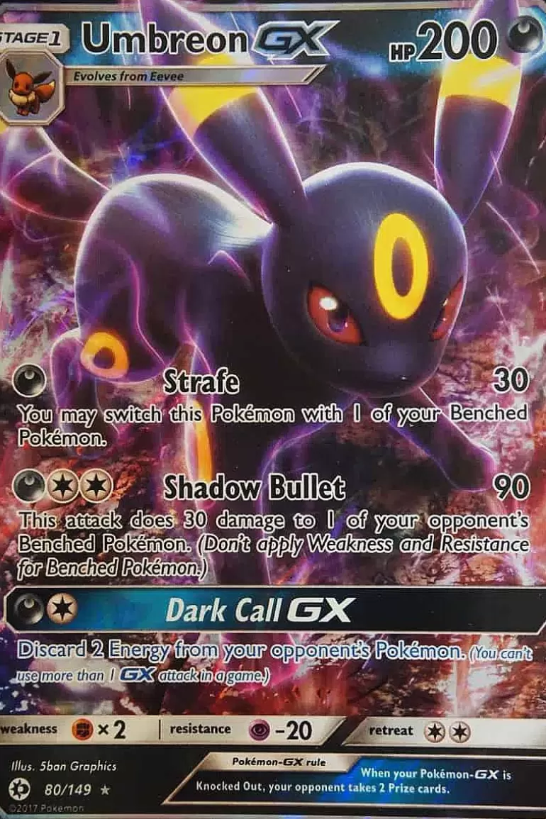 Pocket Monster Pokémon Kort-Umbreon Gx 80/149