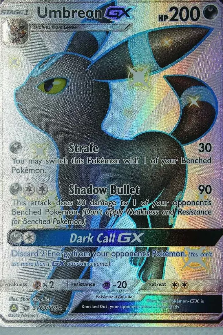 Pocket Monster Pokémon Kort-Umbreon Gx Sv69/Sv94 Shiny