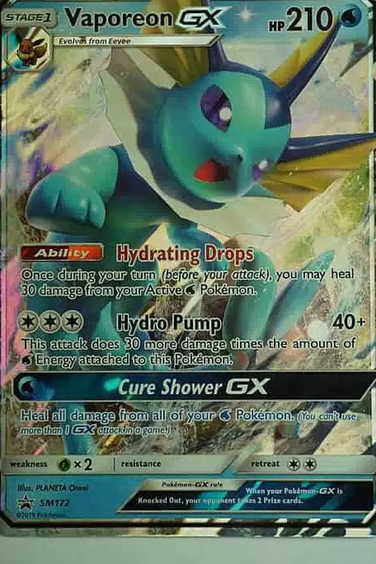 Pocket Monster Pokémon Kort-Vaporeon Gx Sm172 Stor