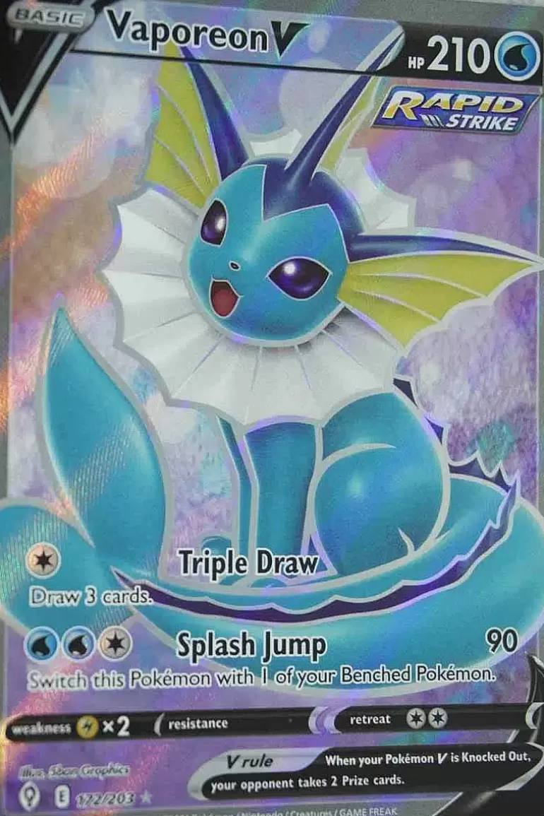 Pocket Monster Pokémon Kort-Vaporeon V 172/203 Full Art