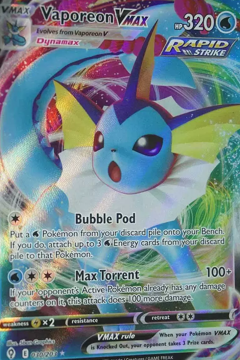 Pocket Monster Pokémon Kort-Vaporeon Vmax 30/203