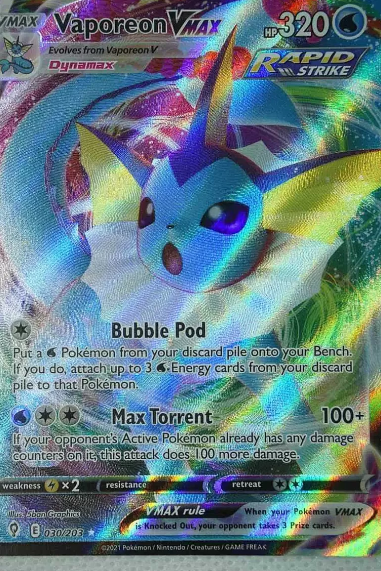 Pocket Monster Pokémon Kort-Vaporeon Vmax 30/203
