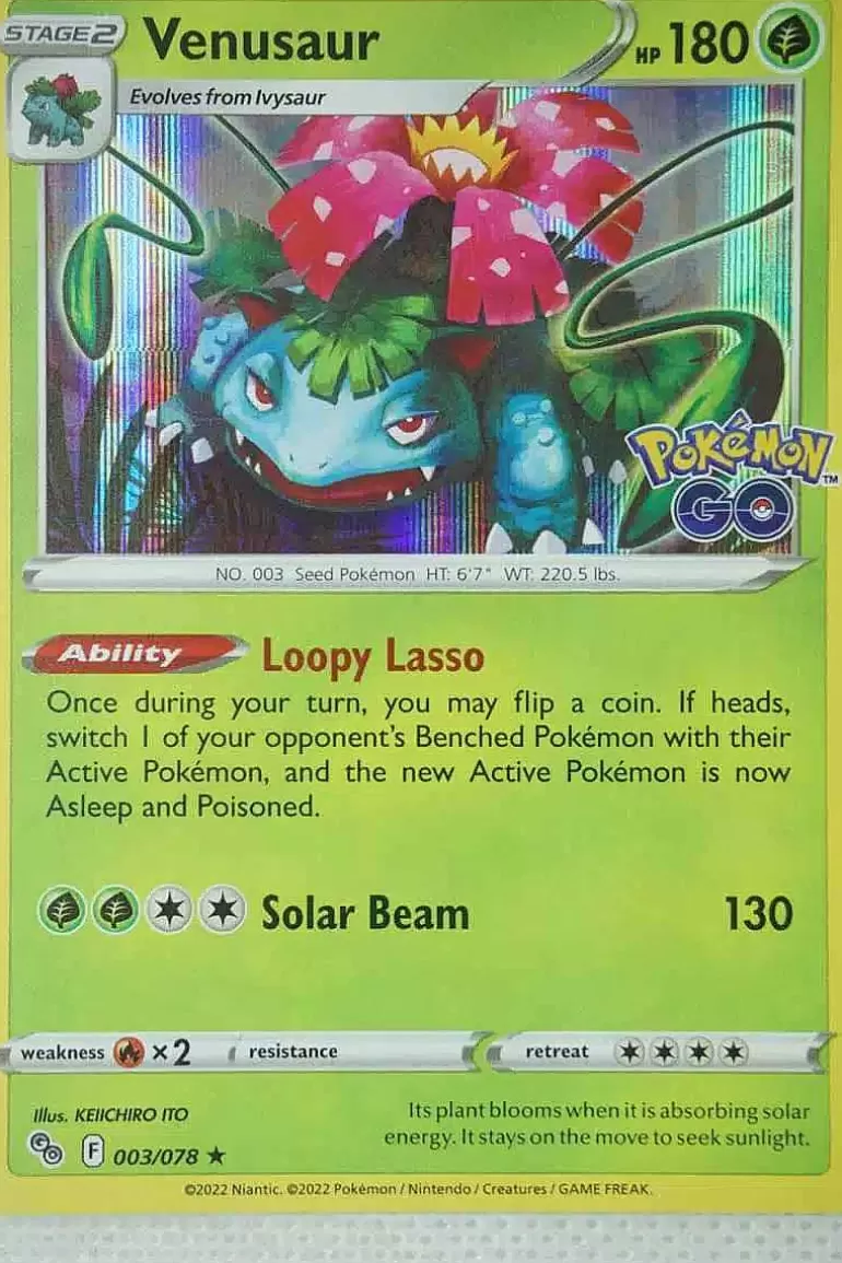 Pocket Monster Pokémon Kort-Venusaur 003/078 Holo Rare