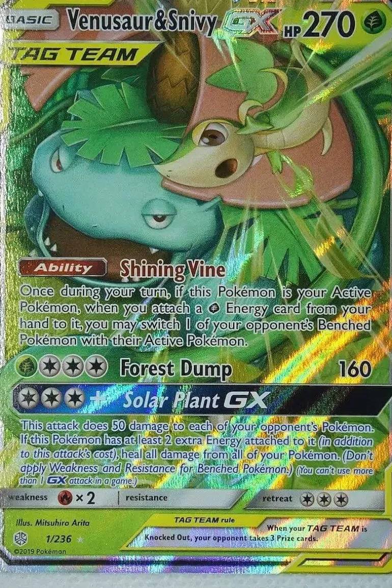 Pocket Monster Pokémon Kort-Venusaur & Snivy Gx 1/236
