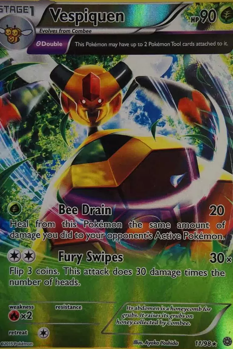 Pocket Monster Pokémon Kort-Vespiquen 11/98 Rare Reverse Holo