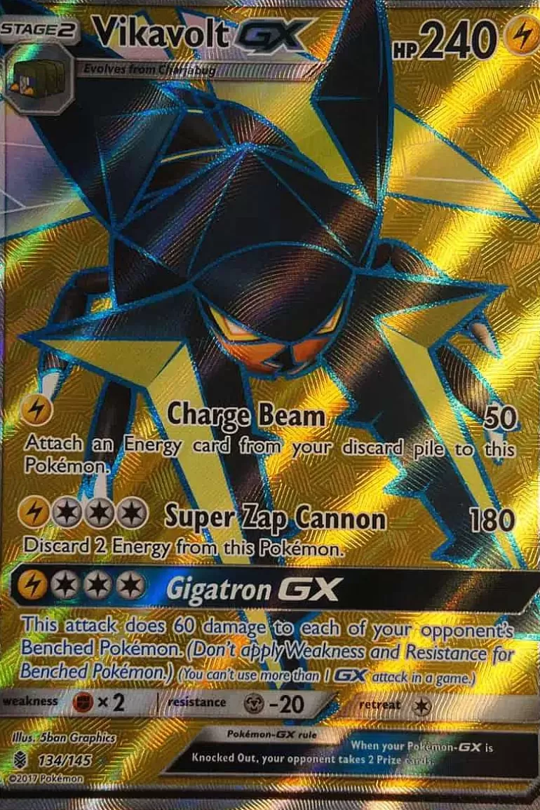 Pocket Monster Pokémon Kort-Vikavolt Gx 134/145 Full Art