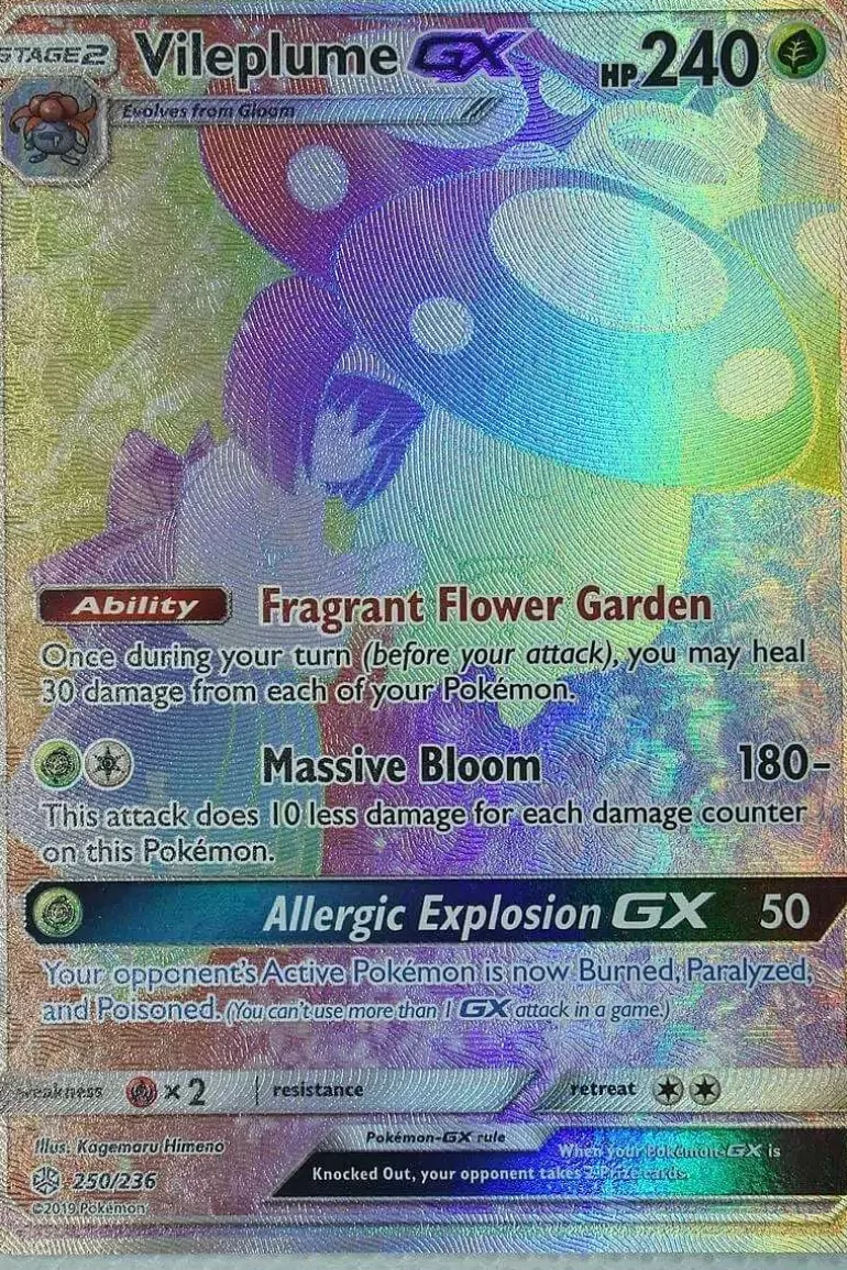 Pocket Monster Pokémon Kort-Vileplume Gx 250/236 Hyper Rare