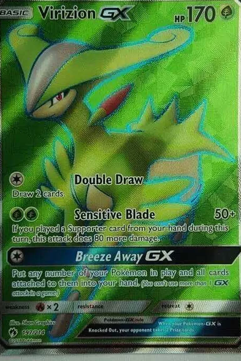 Pocket Monster Pokémon Kort-Virizion Gx 197/214 Full Art