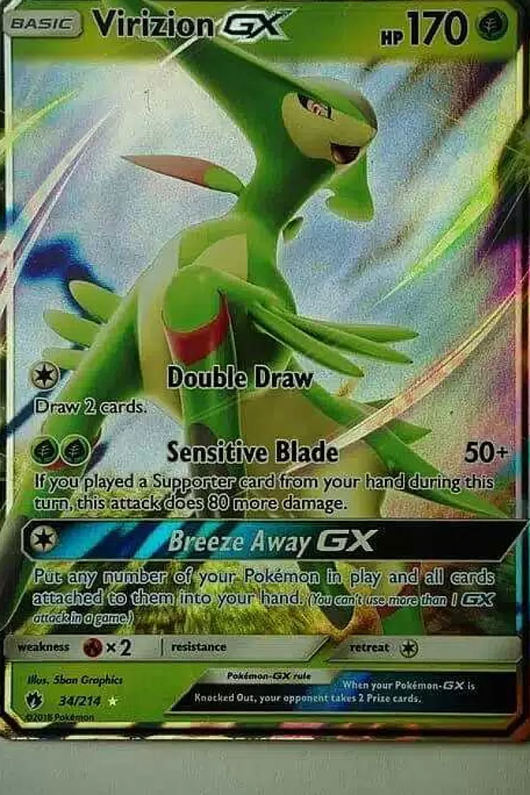 Pocket Monster Pokémon Kort-Virizion Gx 34/214