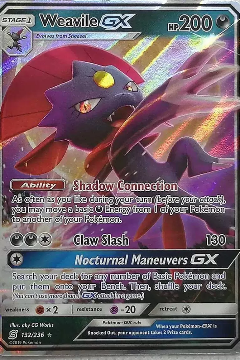 Pocket Monster Pokémon Kort-Weavile Gx 132/236