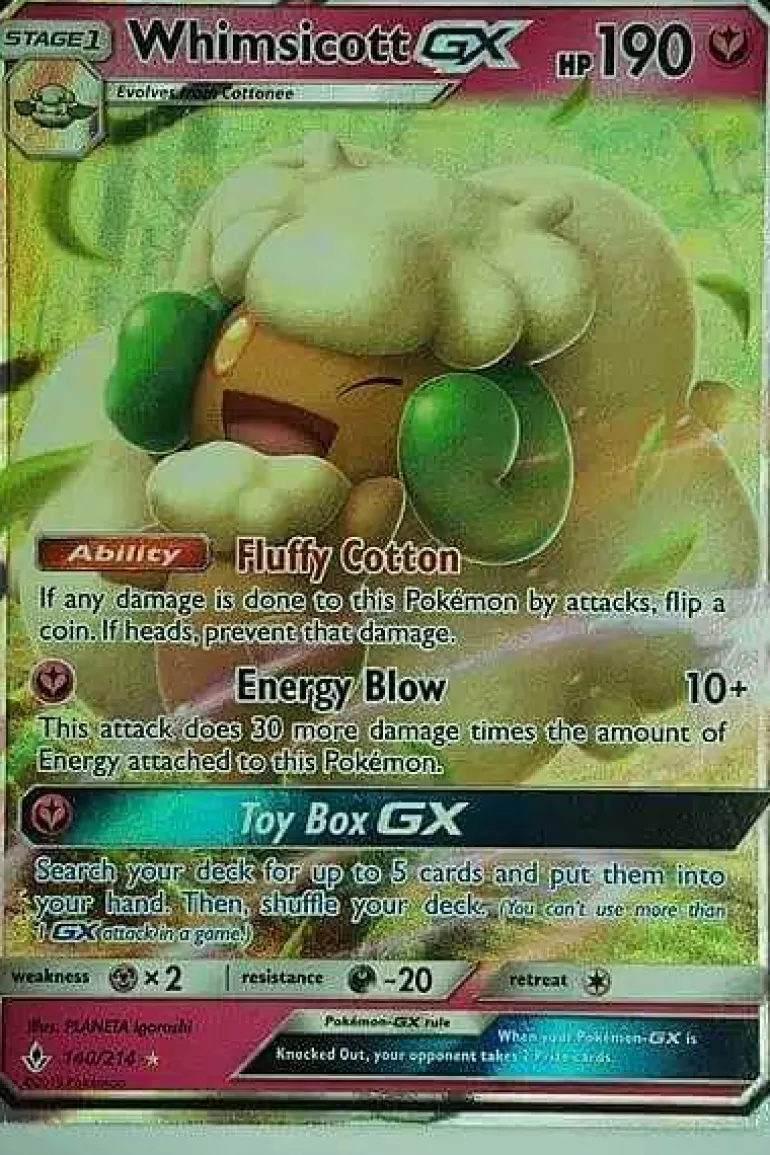 Pocket Monster Pokémon Kort-Whimsicott Gx 140/214