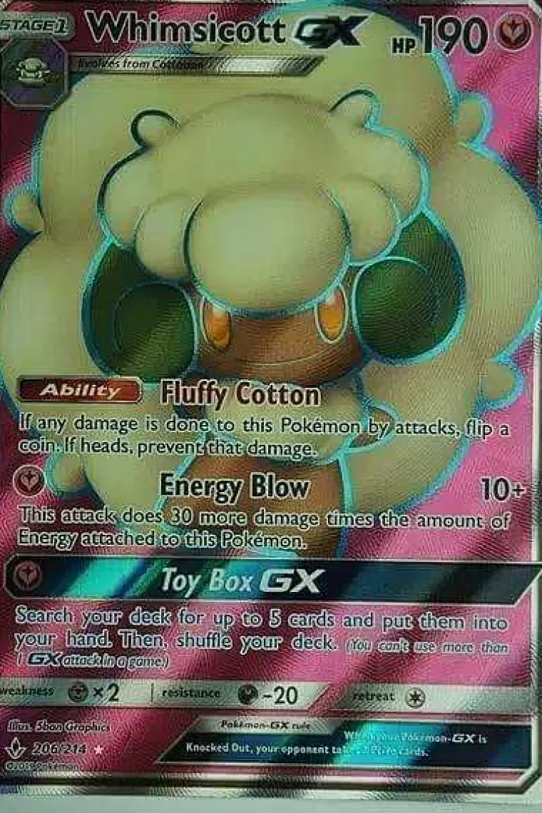 Pocket Monster Pokémon Kort-Whimsicott Gx 206/214 Full Art