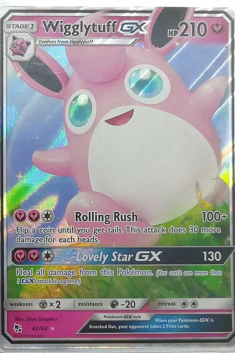 Pocket Monster Pokémon Kort-Wigglytuff Gx 42/68