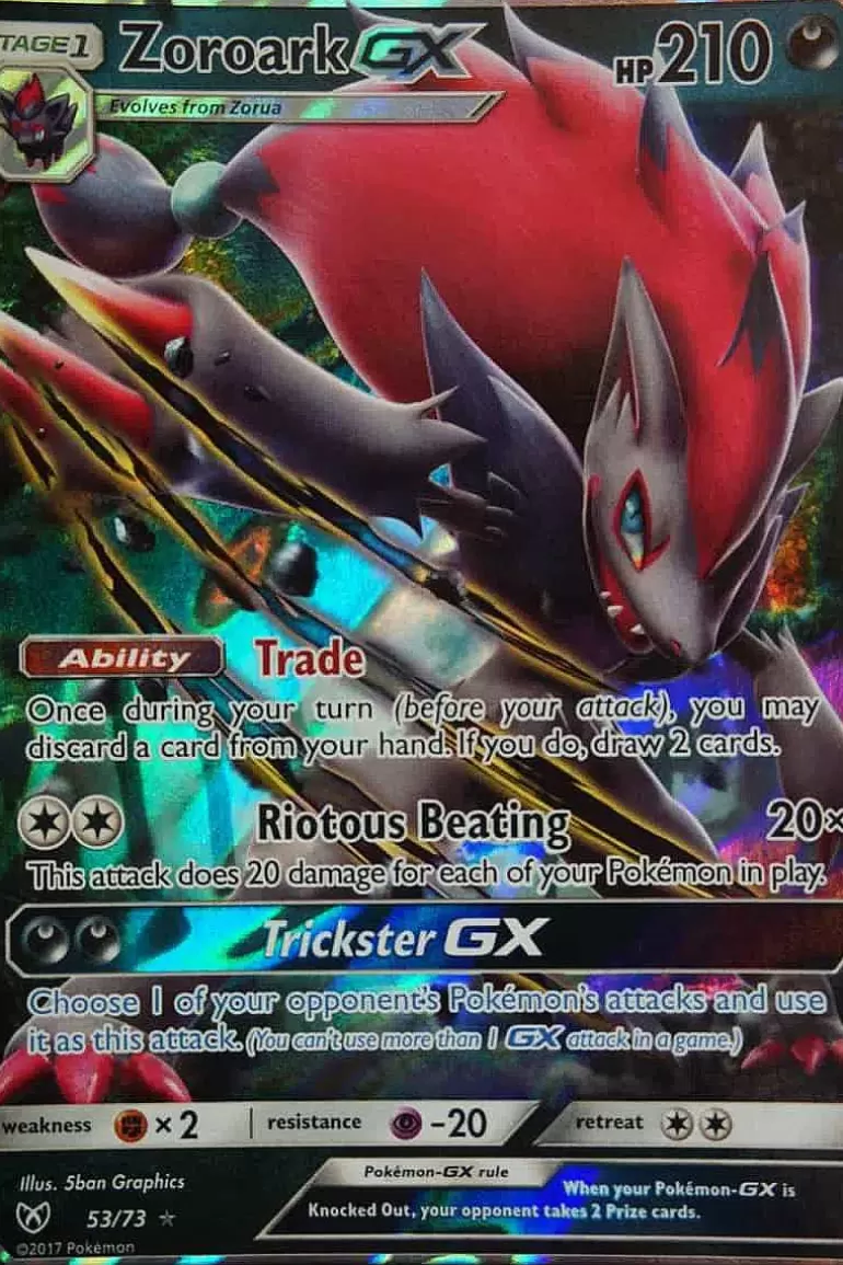 Pocket Monster Pokémon Kort-Zoroark Gx 53/73